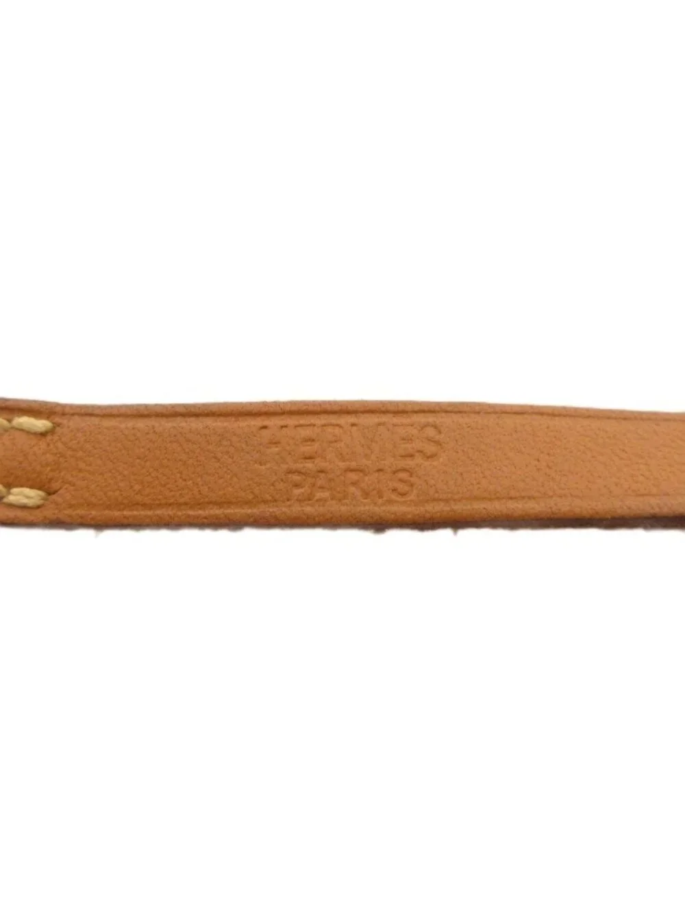Hermes Hapi 3 Leather Bracelet H Buckle Brown Silver Colored